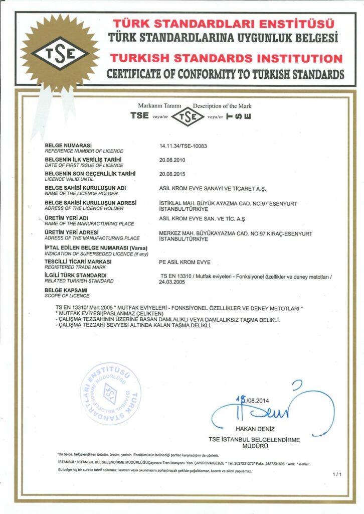 turk standardlarina uygunluk belgesi