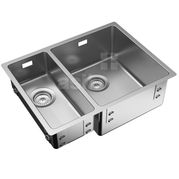 Asil Krom AS368L Stainless Steel Kitchen Sink.Under Counter 1.5 Eye Siphon 44x58 Left