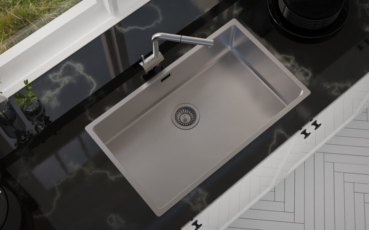 a sink with a faucet